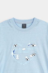 Light Blue Kids’ Athletic Lounge Set with Bear Print