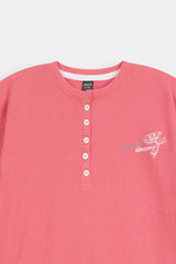 Kids' Rose Pink  Textured Henley Tee  and Matching Pants  Set