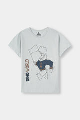 Boys Grey Dino Crew T-Shirt With Navy Shorts