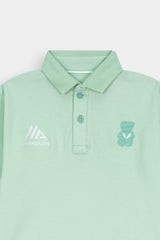 Kids' Argun Athletic  Polo – Sage Mint  with Graphic Chest  Detail