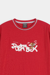 Boys' Red Graphic T Shirt and Grey Cargo  Shorts Set
