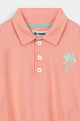 Girls Polo Color Butterfly Printed Peach Track Suit