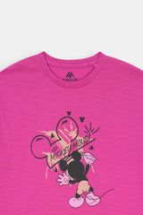Girls' Mickey Mouse  "Artist" – Fuchsia  Pink Graphic Tee  With Black Tights