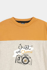 Kids' Mustard and  Grey Color-Block Tee  with Cargo Shorts