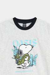 Kids' Heather Grey  Ringer Tee with  Snoopy Graphic