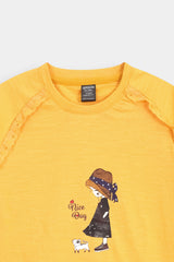 "Nice Day" Graphic  Tee with Eyelet  Sleeve Detail