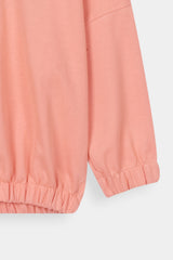 Girls Polo Color Butterfly Printed Peach Track Suit