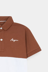 The Argun Signature  Color-Block Polo –  Brown/White