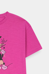 Girls' Mickey Mouse  "Artist" – Fuchsia  Pink Graphic Tee  With Black Tights