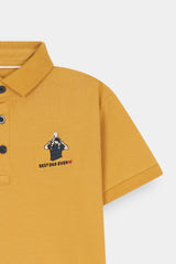 Mustard Yellow  "Best Dad Ever" Polo  Shirt For Boys