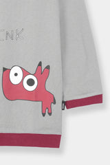 Girls Top Grey With  Maroon Cotton Trouser Pair