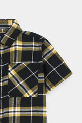 Classic Black Yellow  Check Casual Shirt For Kids