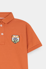 Boys' "Never Give  Up" Mountain  Graphic Polo – Rust  Brown