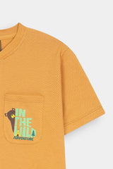 Boys' "In the Wild"  Bear Graphic Henley – Mustard Gold