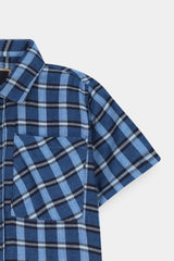Classic Navy & Sky  Blue Check Casual  Shirt For Kids