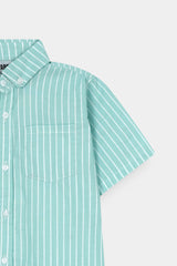 Aqua Stripe Smart  Casual Shirt For Kids
