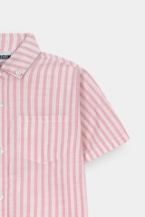 Blush Pink Strip  Smart Casual Shirt For Kids