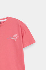 Kids' Rose Pink  Textured Henley Tee  and Matching Pants  Set