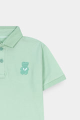 Kids' Argun Athletic  Polo – Sage Mint  with Graphic Chest  Detail