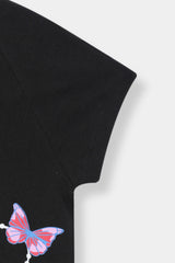 Girls Top Black & Grey Butterfly With Trouser Pair