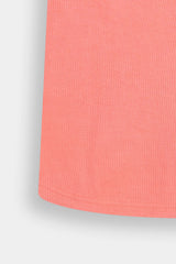 Girls' Peach Textured  Henley Tee and  Matching Pants Set