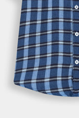 Classic Navy & Sky  Blue Check Casual  Shirt For Kids