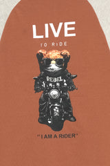 Little Rider Contrast Tee "Live to Ride" Graphic Raglan