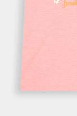 "Summer  Ride"Pastel Peach  Pink Graphic Tee  With White Tights