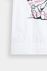 Girls' White Graphic  Tee and Heather Blue  Pants Set
