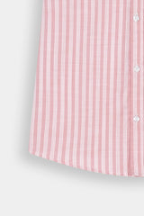 Blush Pink Strip  Smart Casual Shirt For Kids