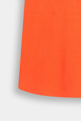 Kids' Orange  Textured Ribbed  Henley and Pants Set
