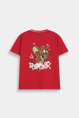 Boys' Red Graphic T Shirt and Grey Cargo  Shorts Set