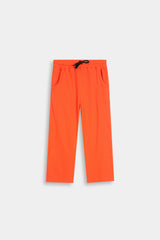 Kids' Orange  Textured Ribbed  Henley and Pants Set