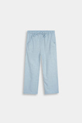 Girls' White Graphic  Tee and Heather Blue  Pants Set