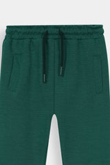 Kids Textured Quilted  Tracksuit -Green