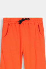 Kids' Orange  Textured Ribbed  Henley and Pants Set