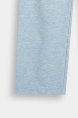 Girls' White Graphic  Tee and Heather Blue  Pants Set