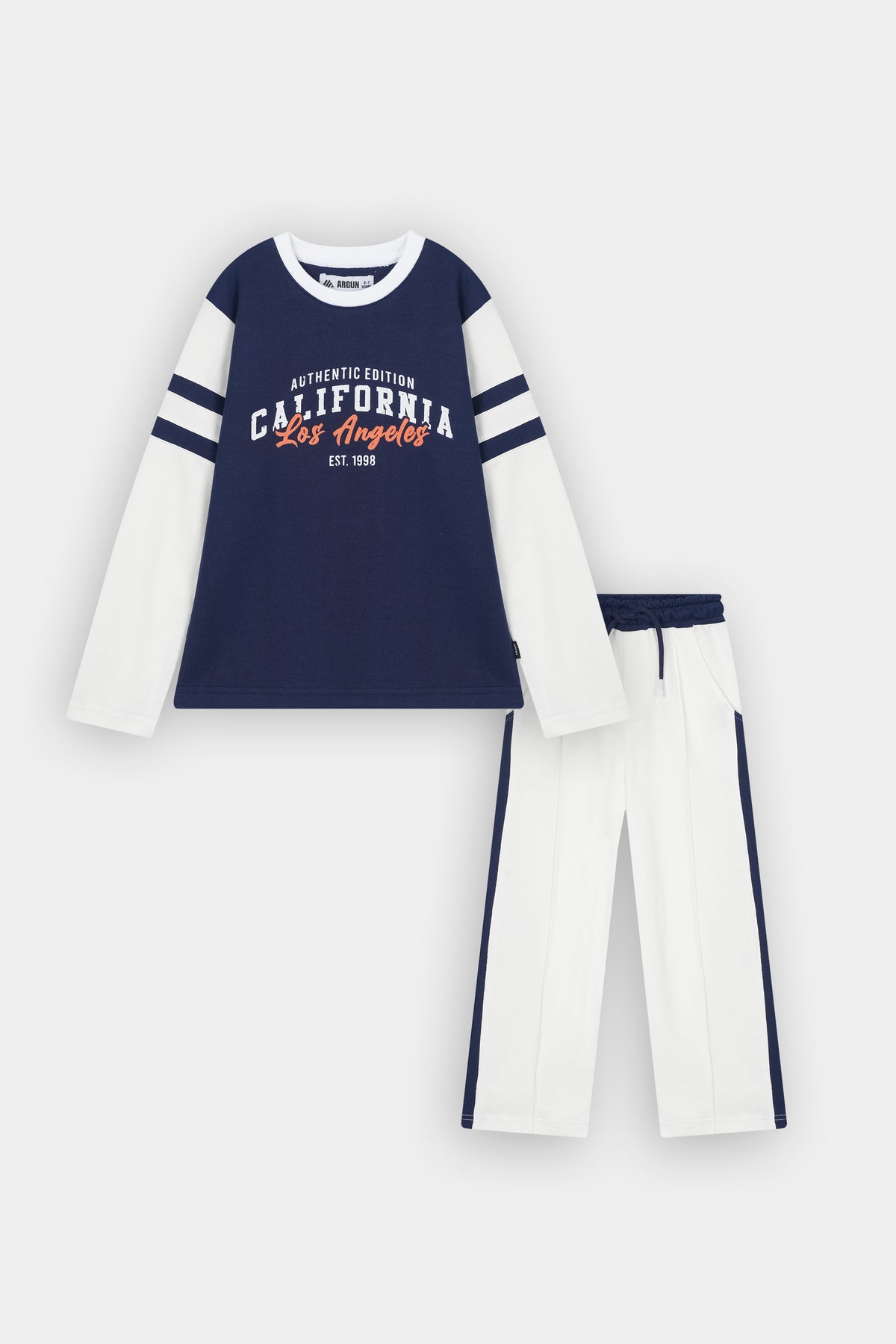 Kids Blue & White California  Printed Tracksuit | 100% Cotton Fleece