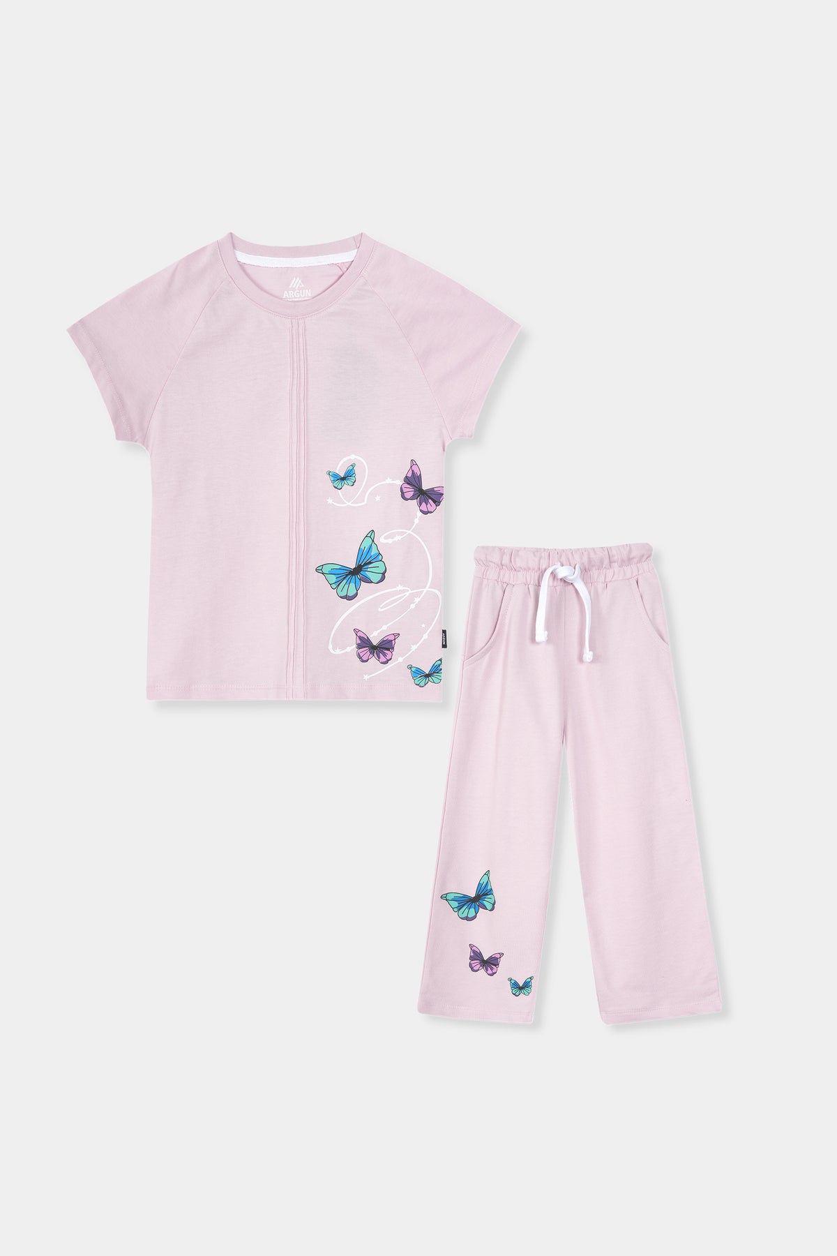 Girl Top Pink Butterfly  With Trouser Pair