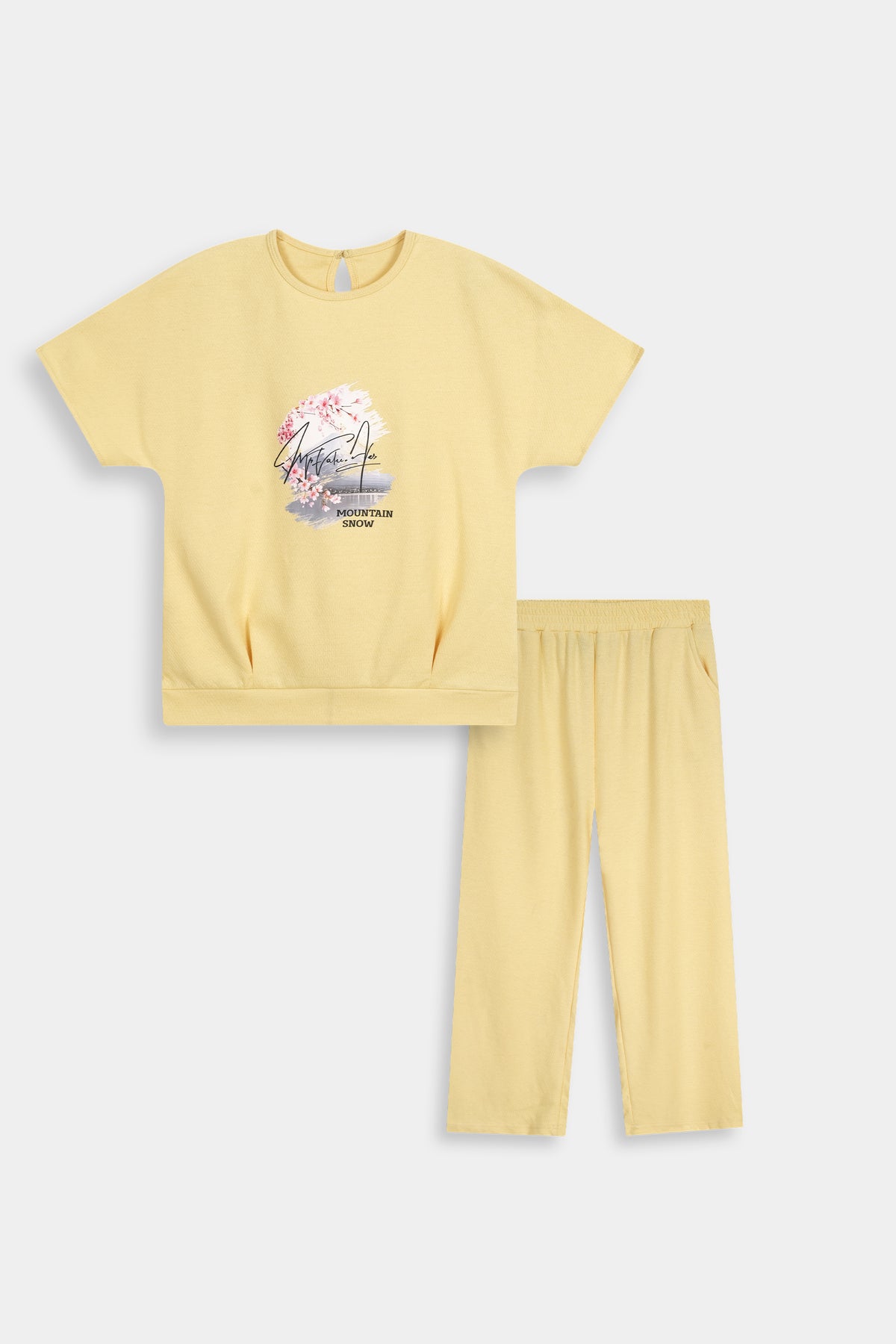Floral Graphic T-Shirt  and Matching  Trousers Two-Piece  Set