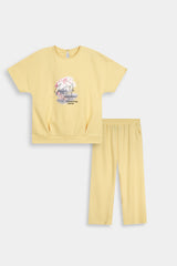 Floral Graphic T-Shirt  and Matching  Trousers Two-Piece  Set