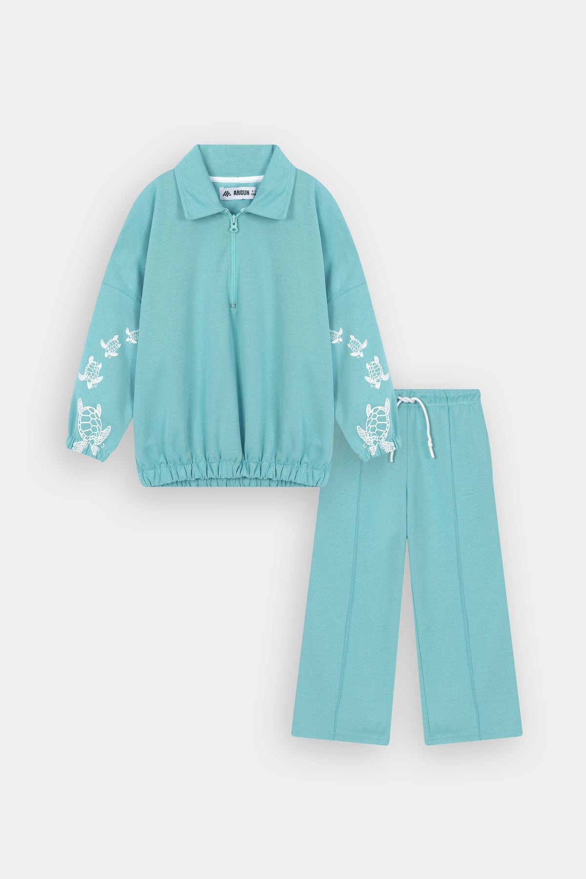 Girls Polo Color Turtle Printed Aqua  Track Suit