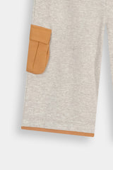 Kids' Mustard and  Grey Color-Block Tee  with Cargo Shorts