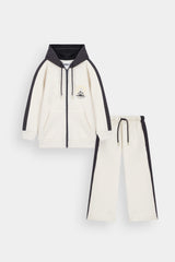 Zipper Charcaol Linen Off White Kids Fleece Tracksuit – 100% Premium Winter Fleece