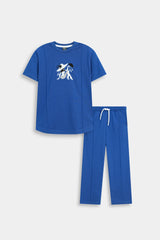 Kids’ Blue "Stylish  Lady" Graphic  Lounge Set