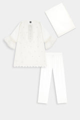 Girls 3-Piece White  Sharara or Trouser  Set