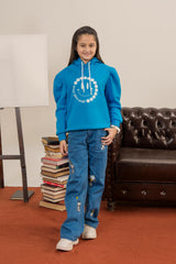 Girls' Cozy Fleece Smiley Face Hoodie - Good Vibes