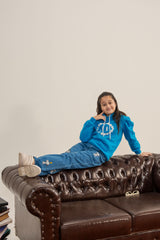 Girls' Cozy Fleece Smiley Face Hoodie - Good Vibes