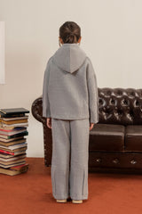 Warm Fleece Tracksuit for Girls with Stylish Cowl Neck Short Body Hoodie