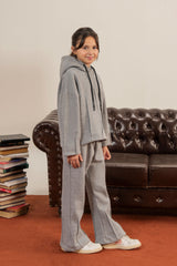 Warm Fleece Tracksuit for Girls with Stylish Cowl Neck Short Body Hoodie